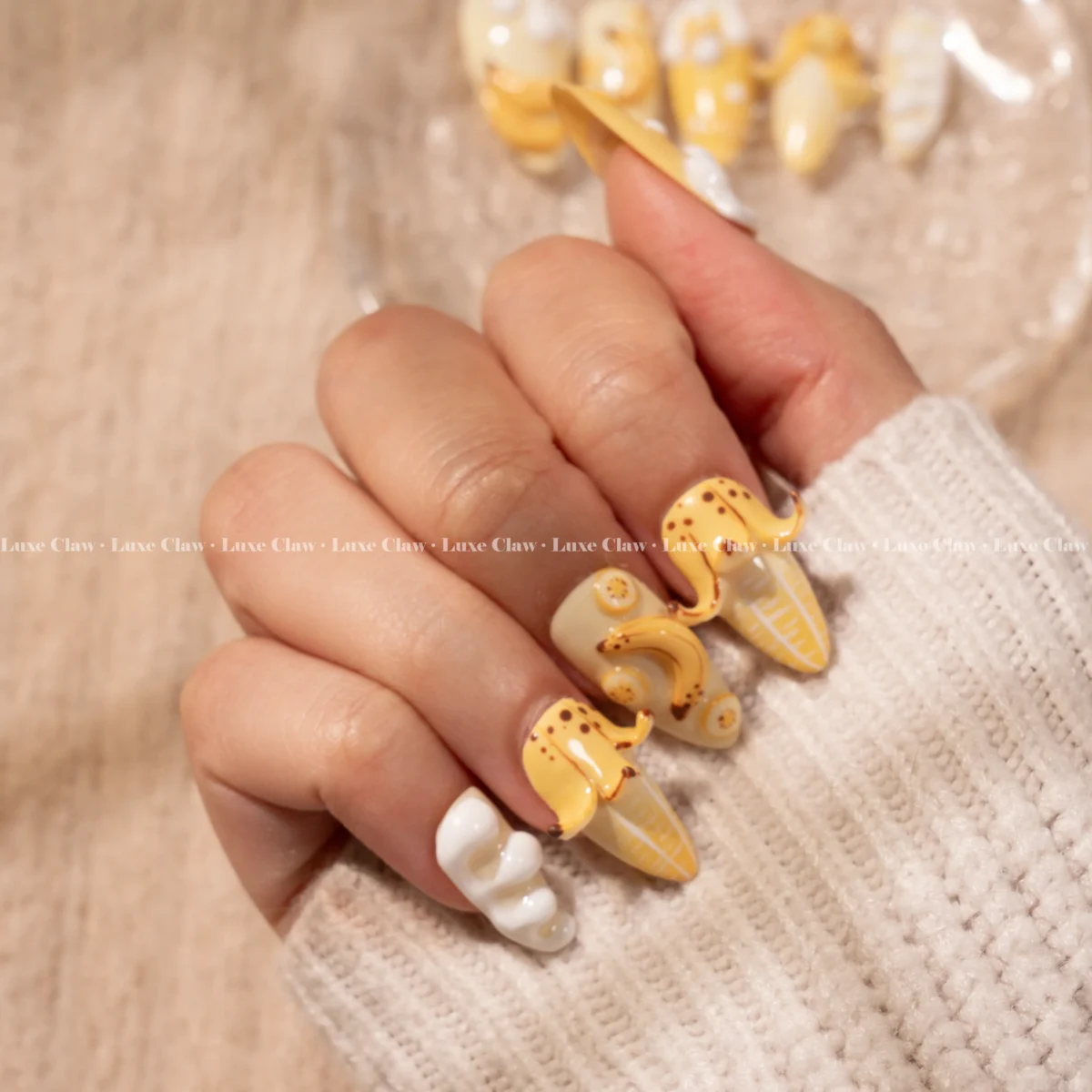 Banana Smoothie 3D Gel Nails Set - Image 5