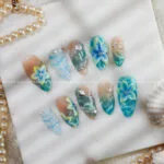 Tropical Glass Lagoon press on nails