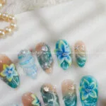 Tropical Glass Lagoon press on nails