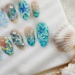 Tropical Glass Lagoon press on nails