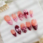 Cherry Polka Bloom press on nails