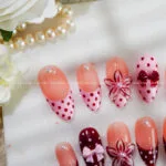 Cherry Polka Bloom press on nails