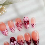 Cherry Polka Bloom press on nails