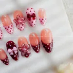 Cherry Polka Bloom press on nails