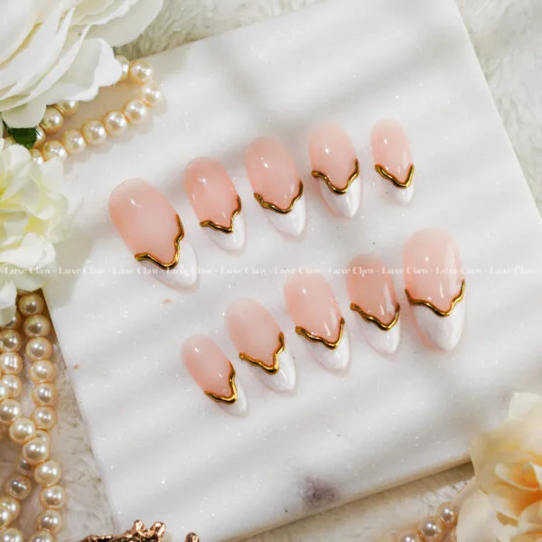 Blush Gold French press on nails
