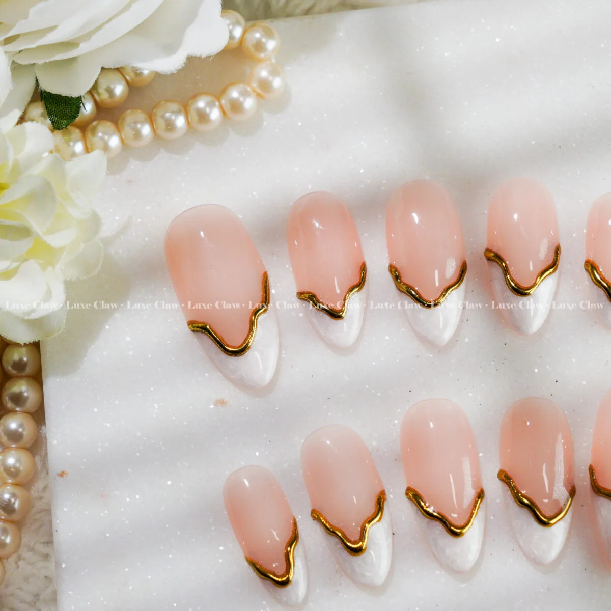 Blush Gold French press on nails