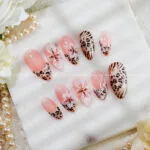 Leopard Blossom press on nails