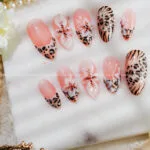 Leopard Blossom press on nails