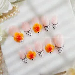 Orange Hibiskus French press on nails