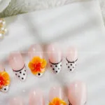 Orange Hibiskus French press on nails
