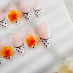 Orange Hibiskus French press on nails