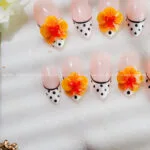 Orange Hibiskus French press on nails