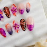 Butterfly Orchid Garden press on nails