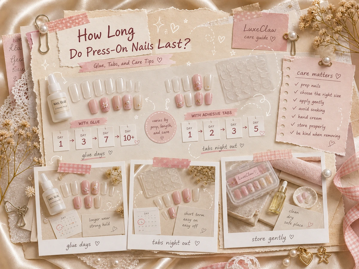 How long do press on nails last scrapbook timeline with glue tabs and care tools