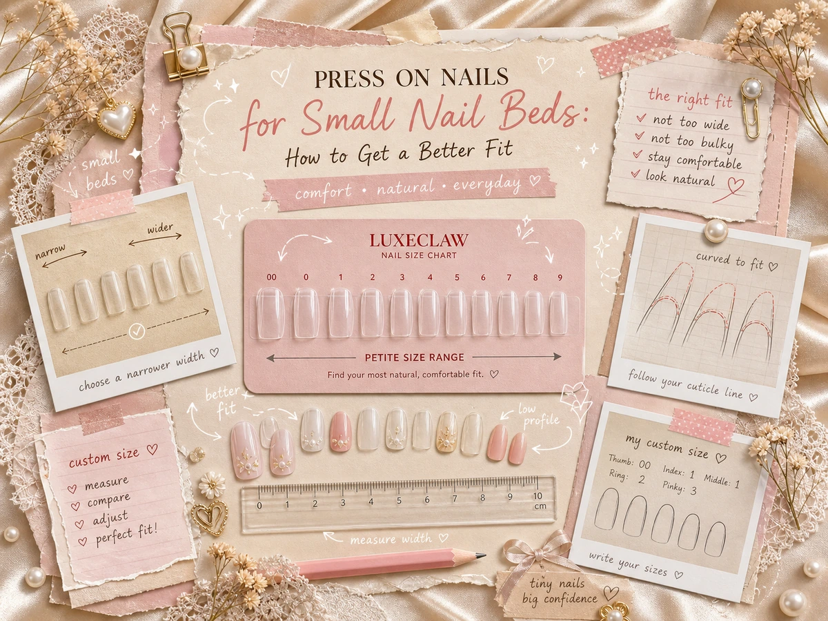 Press on nails for small nail beds sizing chart and petite nail tips